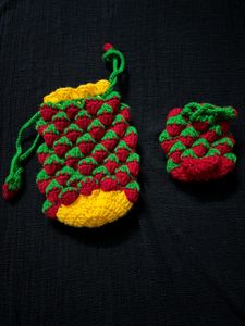 Crochet 🧶 Strawberry 🍓Coin Pouch And Potli Bag👜