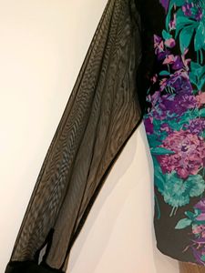 Designer Shirt For Girls With Black Net Sleeve