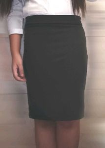 Black Pencil Skirt Knee Length For Girls