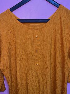 yellow Embroidered Kurta