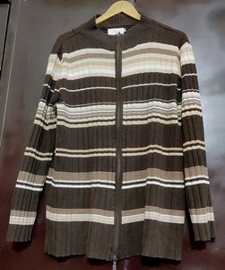 Cofee Brown🟤 Zipper Sweater For 44 Bust