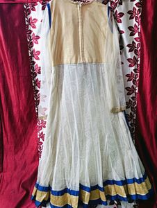 Off White Party Wear Gown With Dupatta