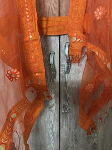 Orange Embroidered Dupatta