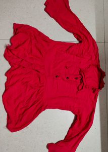 Full Sleeve Top With Bell Sleeves In Magenta Color