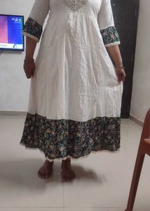 White Chiken Kari Anarkali Kurti