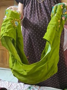 Olive Green Daily Use Saree with Blouse(36)