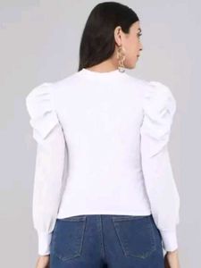 Puffy Full Sleeve Fancy White Top