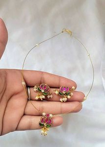 Lotus Pearl Necklace & Earring Set