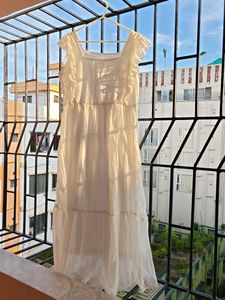 White Tiered Midi Dress