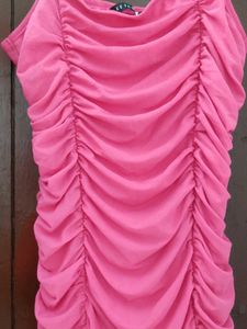 Pink Ruched Bodycon Mini Dress