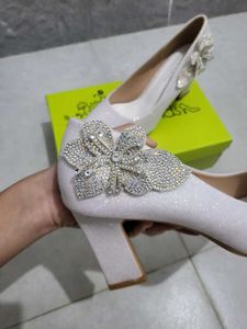 White Glitter Heels
