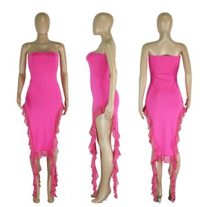 Hot Pink Ruffle Mini Dress