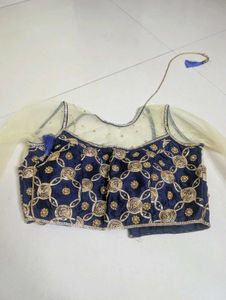 Navy & Gold Embroidered Blouse