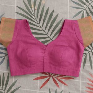Pink Saree with Gold Border