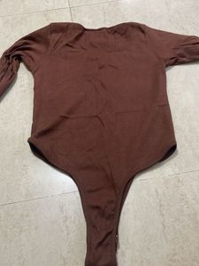 Brown Long Sleeve Bodysuit
