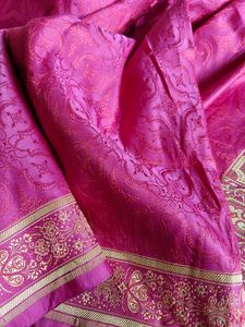Pink Tanchoi Himroo Banarasi Wedding Wear Saree
