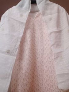 Pink Patterned Kurti With Pant And Dupatta