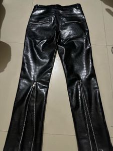 UNISEX Stylish Black Thick Leather Pants