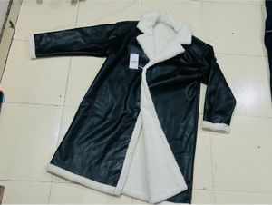 Contrast Faux Leather Coat
