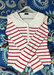 STRIPED ZIP-UP CARDIGAN 🤍