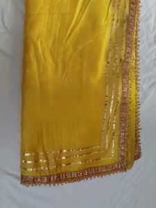 NEW yellow Dupatta With Gota Patti Lace