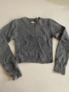 Gray Fuzzy Knit Sweater