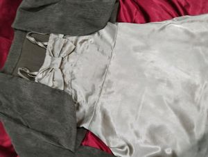 Satin Silk Dress With Crop Coat Imported