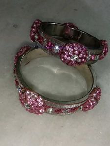 Pink Rhinestone Bangle Bracelet Set