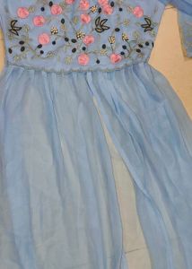 Floral Embroidered Light Blue Dress