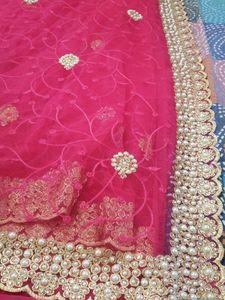 Jivika Pink Refined Net Saree