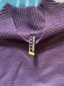 TOKYO TALKIES Purple Knit Turtleneck Sweater