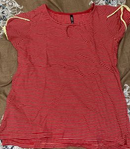 Shyla Red Top White Strips Size Xl