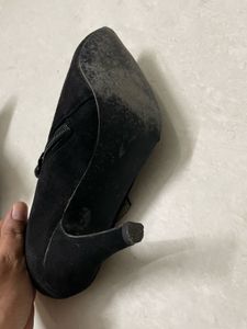 Black Buckle Heel Booties