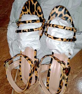 Leopard Print Kitten Heel Sandals