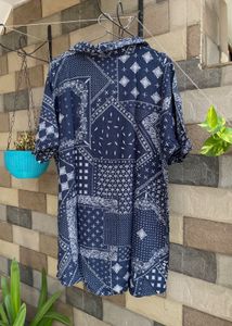 Blue Patterned Shirt For Men/Women