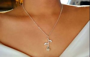 Silver Rose Pendant Necklace