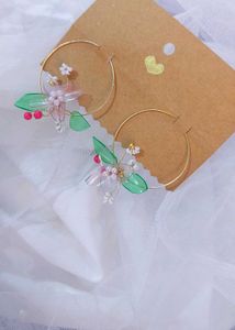 Handmade floral Hoop Earrings