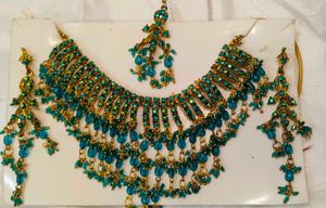 Teal &amp; Gold Bridal Jewelry Set
