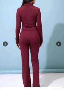 Burgundy Ribbed Knit Set
