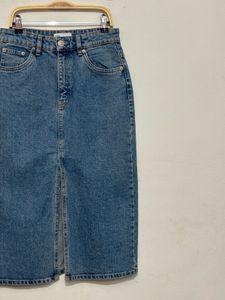 Zara Front Slit Denim Skirt