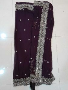 Purple Embellished Saree