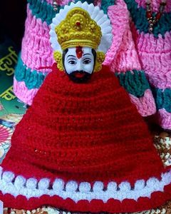 khatu shyam baba ji ki Charming Green &amp; Yellow Cro