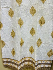 Cream Colour Work Kurti Beautiful!