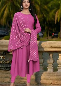 Gown Crepe Kurti With Dupatta