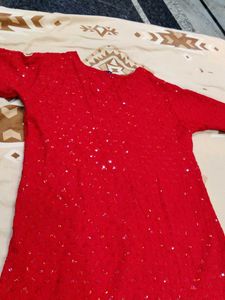 Red Chikankari Kurthi