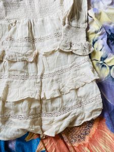 Tiered Ruffle Mini Dress Pure Cotton