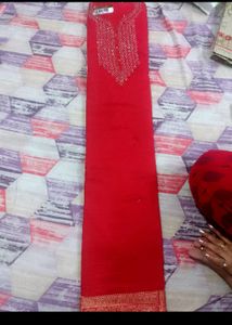 Beautiful Red Suit With Work On Neck