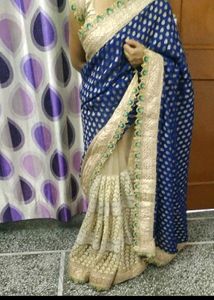 Wedding Saree With Golden Blouse