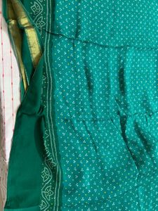 Sea Green Bandhani Print Saree