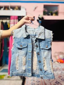Distressed Denim Vest
